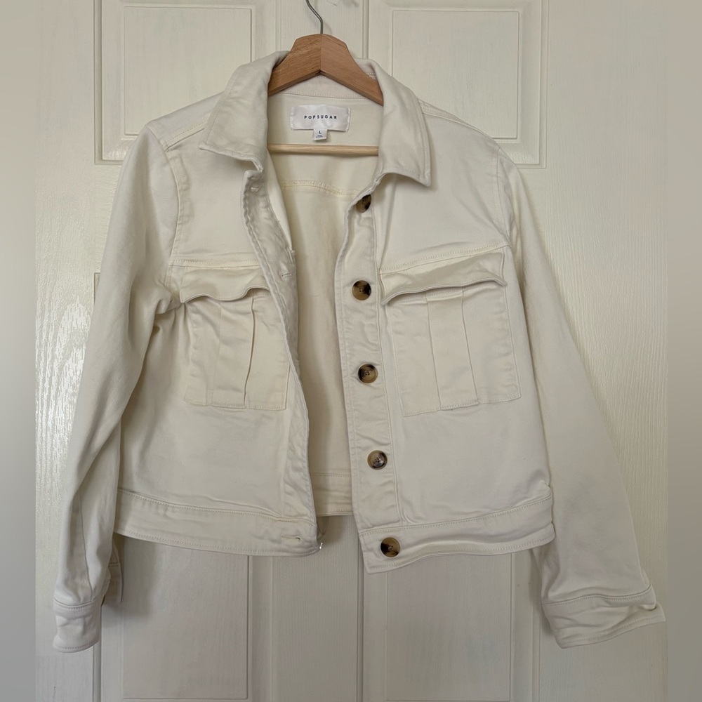 Pop Sugar off-white Denim Jacket Size L